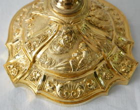 French antique solid silver gilt Baroque Chapel Set